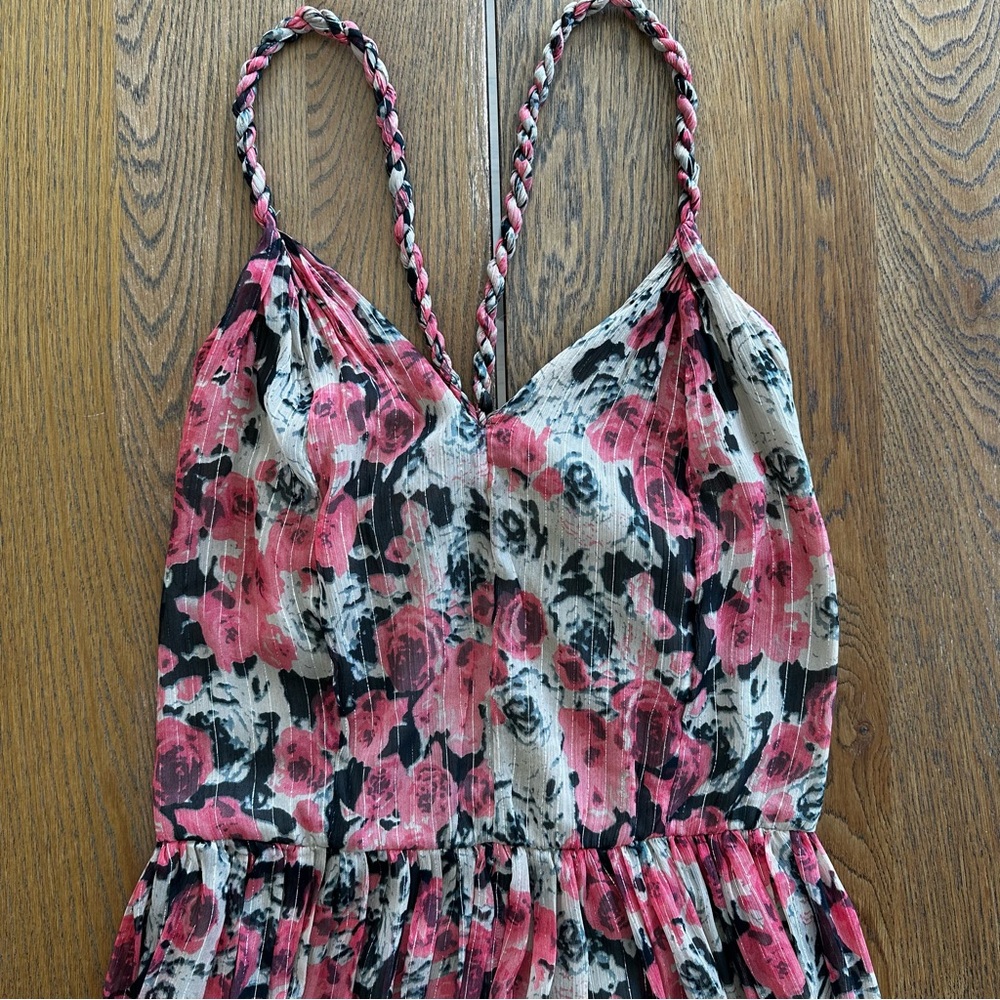 ASTR the Label Eartha Floral Tiered Maxi Dress Multicolor Taupe Pink Stunning - Picture 8 of 15